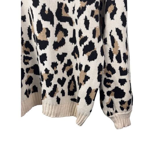 Entro Anthropologie Leopard Print Ultra-Soft Crewneck Sweater Sz S EUC - Picture 3 of 9